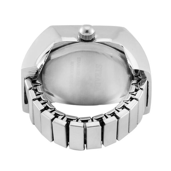 STRADA - Ringuhr mit Neongrüner Kristall und Weißkristall, Japanischem Uhrwerk, 7.5 cm, Reiner Edelstahl image number 3