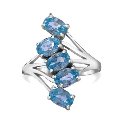 Blauer Zirkon Ring 925 Silber rhodiniert (Größe 16.00) ca. 3,66 ct image number 0