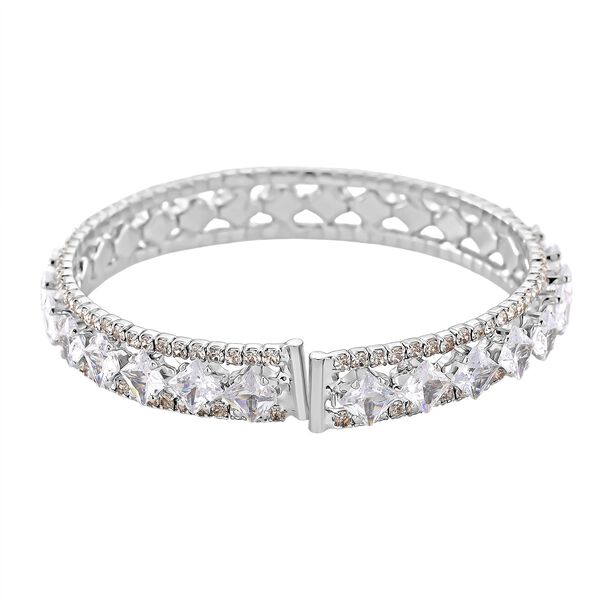 Wei&szlig;er Zirkonia Armreif, Flexibles (ca. 18-19 cm)  Nickelfreies Messing image number 4