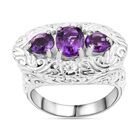 Royal Bali - Afrikanischer Amethyst Ring, 925 Silber, (Größe 21.00) ca. 3.25 ct