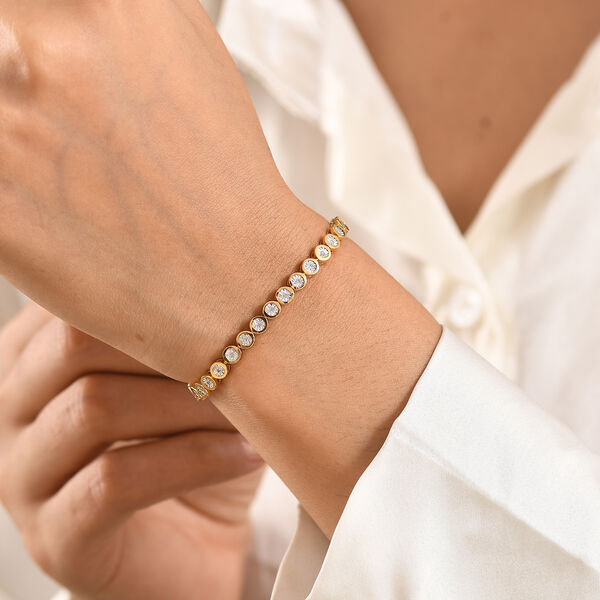 D'Joy wei&szlig;es Diamant 20cm Armband, 925 Silber 750 Gelbgold Vermeil - 0,35 ct. image number 3