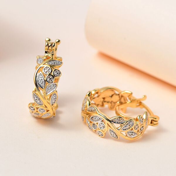 ALLORO vergoldete Silber-Creolen mit Diamantakzenten image number 2