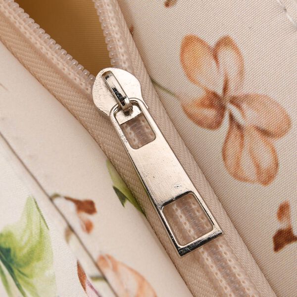 2er-Set Tragetaschen, Blumenmuster, Beige image number 6