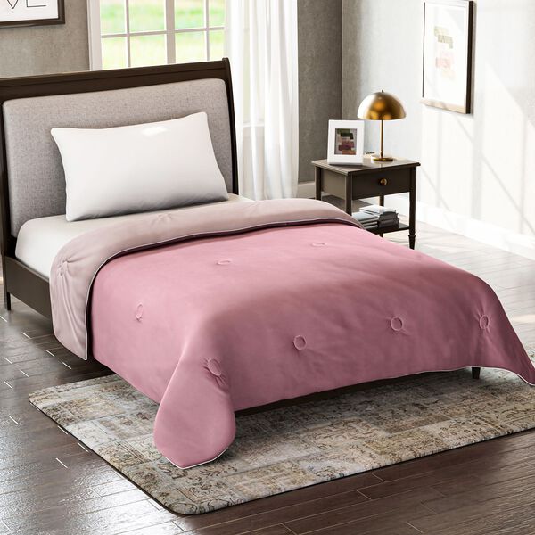 Serenity Night Wende-K&uuml;hlsteppdecke, Zwei-Ton, 135&times;200cm, Dunkelrosa und Beige image number 4