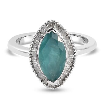 Grandidierit und Diamant Halo Ring 925 Silber platiniert (Gr&ouml;&szlig;e 16.00) ca. 1,70 ct