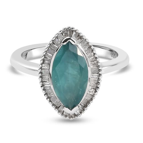 Grandidierit und Diamant Halo Ring 925 Silber Platin-Überzug image number 0