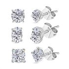 3er Set Moissanit Ohrstecker, 925 Silber rhodiniert ca. 2,82 ct.