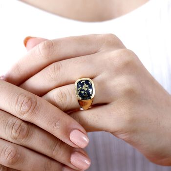 Tucson Exklusive- Goldenite Ring 925 Silber 750 Gelbgold Vermeil (Gr&ouml;&szlig;e 20.00) ca. 4.58 ct