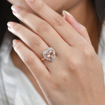 LUXURIANT AAA Marropino Morganit und Labor Diamant Ring in 417 Ros&eacute;gold - 3,77 ct.