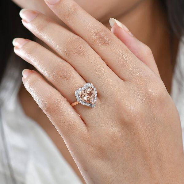 LUXURIANT AAA Marropino Morganit und Labor Diamant Ring in 417 Ros&eacute;gold - 3,77 ct. image number 2