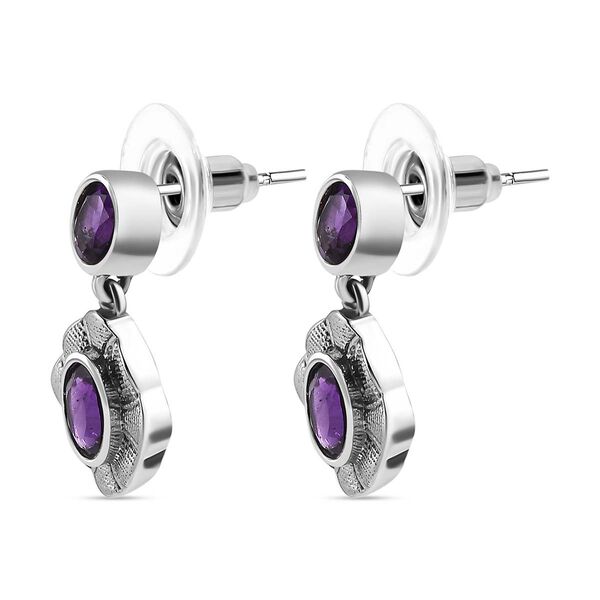 Afrikanischer Amethyst Ohrringe  Edelstahl ca. 1.50 ct image number 4