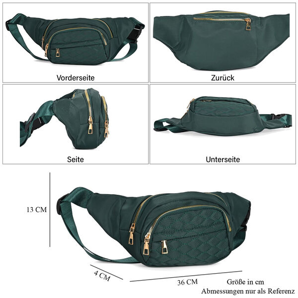 Multifunktionale RFID-gesch&uuml;tzte Nylon G&uuml;rteltasche mit Schnellverschluss, 36x4x13cm, Gr&uuml;n image number 5