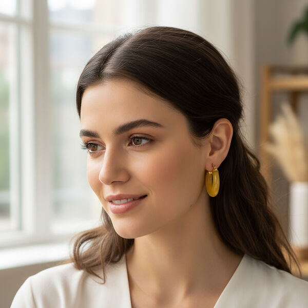 D'Joy Honig Jade Ohrringe 925 Silber Vergoldet (10-15 Werktage Lieferzeit) ca. 30.00 ct image number 2