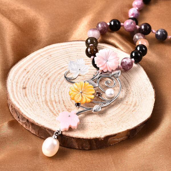 JARDIN-KOLLEKTION mehrfach-Turmalin und mehrfarbige Edelstein-Halskette, 45 cm, 925 Silber rhodiniert ca. 155,77 ct image number 1