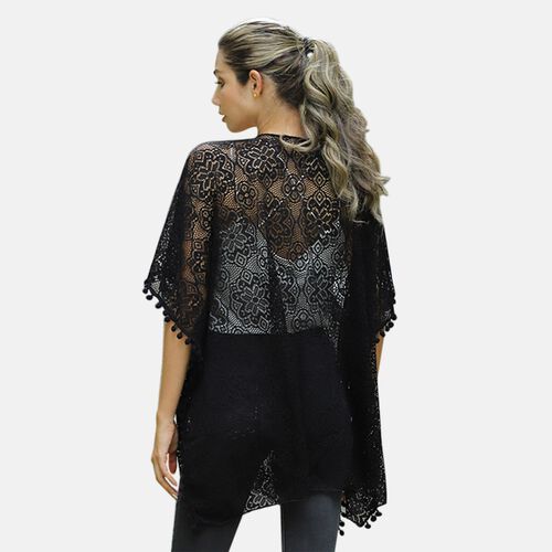 Kimono aus Spitze, Einheitsgröße Schwarz image number 1