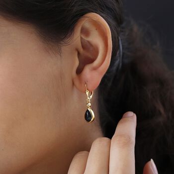 Schwarze Sterndiopsid Ohrringe, 925 Silber vergoldet, ca. 4,80 ct