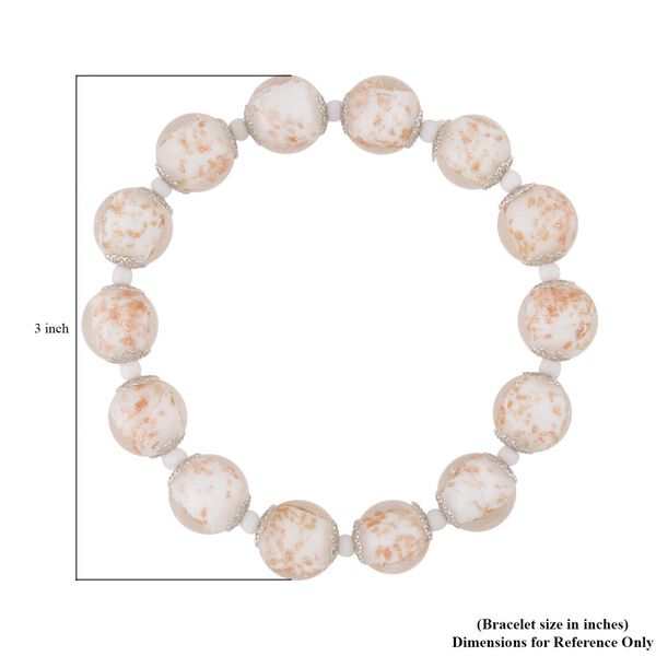 Weißes Armband im Murano-Stil, 16,5 cm image number 3