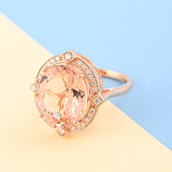 ILIANA AAA Marropino Morganit und Diamant-Ring, zertifiziert und gepr&uuml;ft SI G-H, 750 Ros&eacute;gold  ca. 7,00 ct image number 2