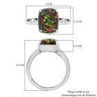 Lab Created schwarzen Opal, Weißer Zirkon Ring, 925 Silber platiniert (Größe 21.00) ca. 1.80 ct image number 6