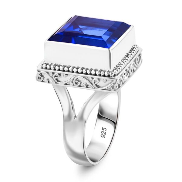 Royal Bali Kollektion - Blauer ceylonfarbener Saphir Triplett Quarz Ring - 18,34 ct. image number 3