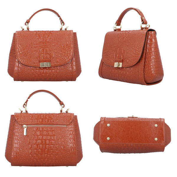 Luxus Crossbody Tasche mit Kroko-Prägung aus echtem Leder, Hellbraun image number 4