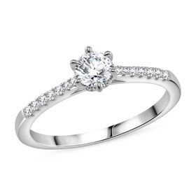 Moissanit Ring, 925 Silber rhodiniert - 0,42 ct.