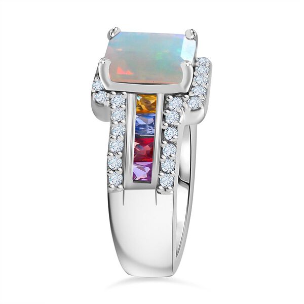 AA äthiopischer Welo Opal, mehrfarbiger Saphir und Zirkon-Ring - 1,74 ct. image number 2
