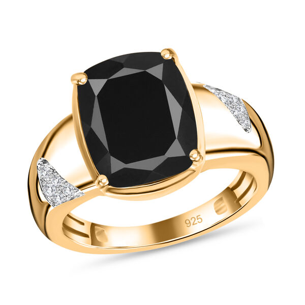 Elite Shungit und Zirkon Ring 925 Silber vergoldet image number 4