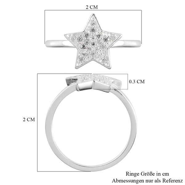 Wei&szlig;er Simulierter Diamant Stern Ring 925 Silber  ca. 0,31 ct image number 7