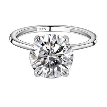 Wei&szlig;er Kristall-Ring, 925 Silber (Gr&ouml;&szlig;e 16.00)