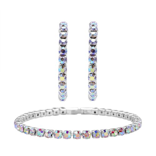 AB Kristall-Ohrringe mit Armband, reines Messing image number 0