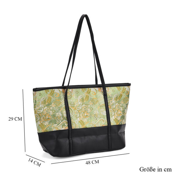 Gro&szlig;e Tragetasche mit Libellenmuster, 48&times;29&times;14 cm, Gr&uuml;n image number 6