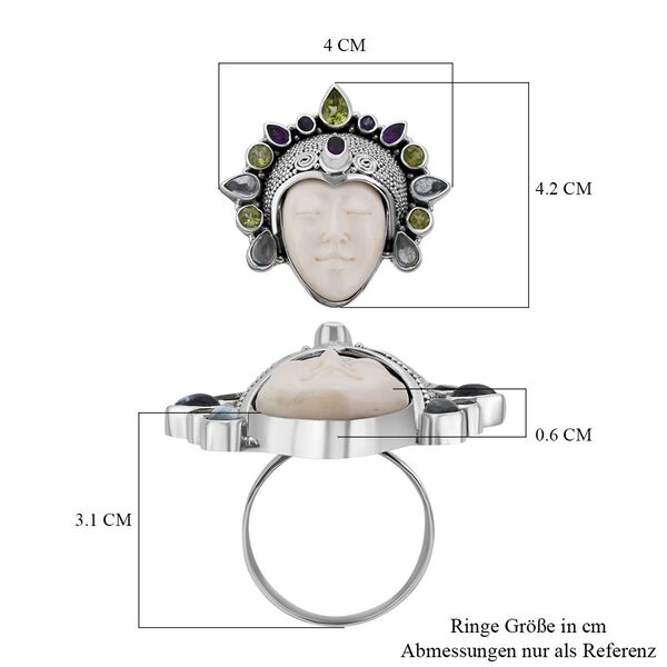 Sajen Silver- Ochse Knochen und Multi-Edelstein-Ring - 17,47 ct. image number 5