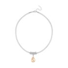 Goldene Muschelkernperle, Weißer Kristall Anhänger mit Kette