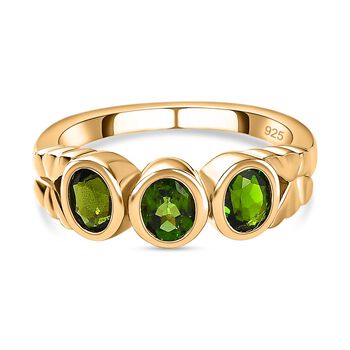 Nat&uuml;rlicher Chromdiopsid Ring, 925 Silber vergoldet (Gr&ouml;&szlig;e 19.00) ca. 1.20 ct