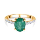 AA Kagem Sambischer Smaragd, Weißer Diamant Ring, 375 Gold (Größe 17.00) ca. 1.89 ct