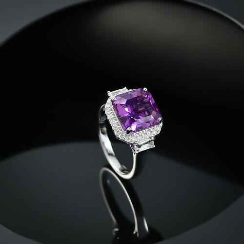 LUXURIANT DIAMOND- zertifiziert und geprüft AAA Labor Lila Saphir und Labor Diamant Ring in 417 Weißgold - 6,23 ct. image number 1