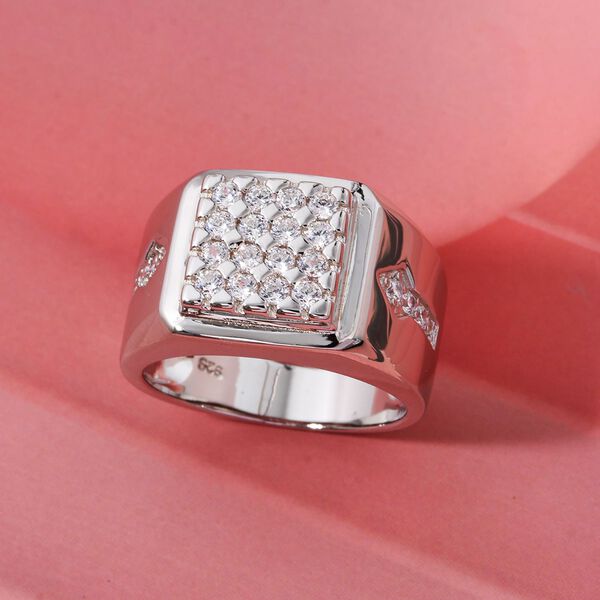 Lustro Stella weißer Zirkonia Herrenring image number 1