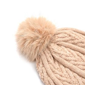 2-tlg. Set Schal und M&uuml;tze, beige