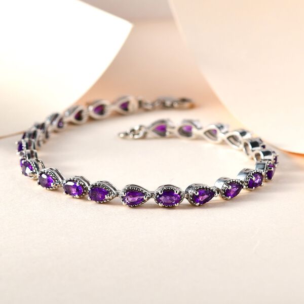 Afrikanisches Amethyst Armband, ca. 19 cm, 925 Silber platiniert ca. 5,15 ct image number 2