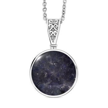 Tansanit-Matrix Anh&auml;nger mit Kette ca. 50 cm, Nickelfreies Messing und Reiner Edelstahl, ca. 6.00 ct