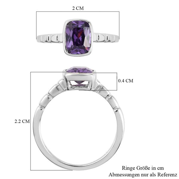 Amethyst farbener Zirkonia-Solit&auml;r-Ring in Silber, 2,43 ct. image number 6