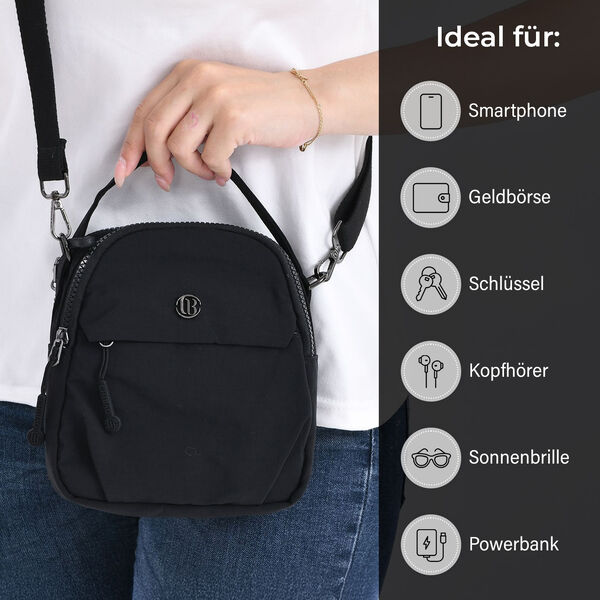 Nylon Crossbody Tasche in Schwarz mit Rei&szlig;verschluss image number 4