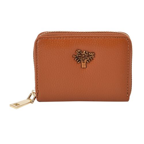 Close out Deal - Portemonnaie aus echtem Leder mit filigranen, baumförmigen Beschlägen, 10.5x2x8, Braun image number 0