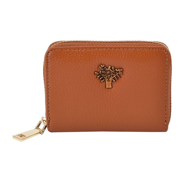 Close out Deal - Portemonnaie aus echtem Leder mit filigranen, baumförmigen Beschlägen, 10.5x2x8, Braun image number 0