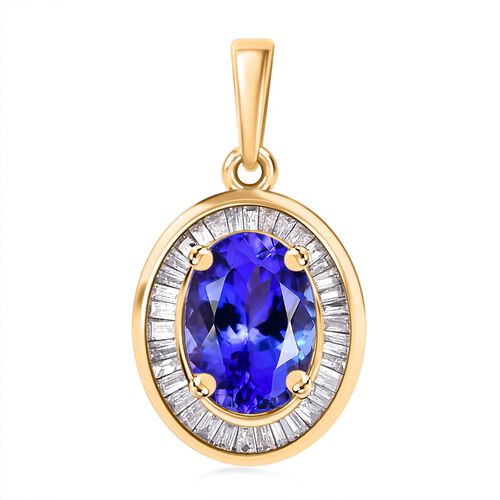 AAA Tansanit und Diamant Anhänger in 585 Gold - 3,82 ct. image number 0