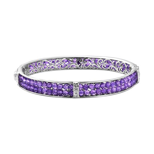 Afrikanischer Amethyst Armreif ca. 19 cm Reines Messing ca. 22,00 ct. image number 0