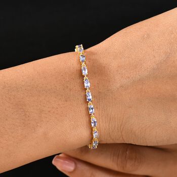 Tansanit 20cm Armband, 925 Silber 750 Gelbgold Vermeil - 5,59 ct.