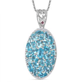 Betroka Blauer Apatit Anhänger mit Kette, 925 Silber rhodiniert ca. 6.49 ct