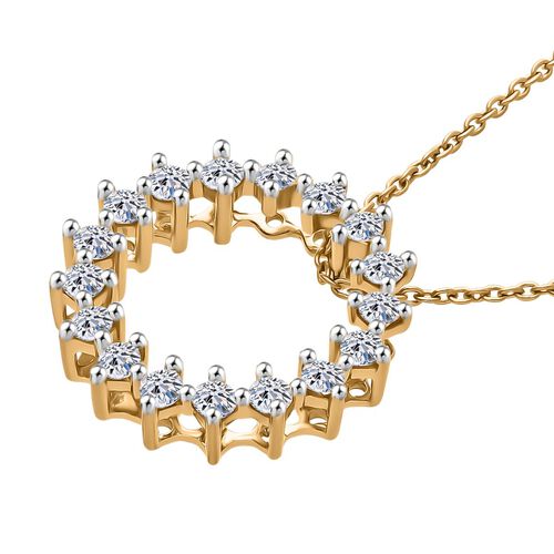 LUXURIANT DIAMOND - Lab Grown Diamant SI-GH Ohrringe und Anhänget mit Kette (ca. 50cm),  925 Silber Gelbgold Vermeil ca. 0.75 ct image number 2